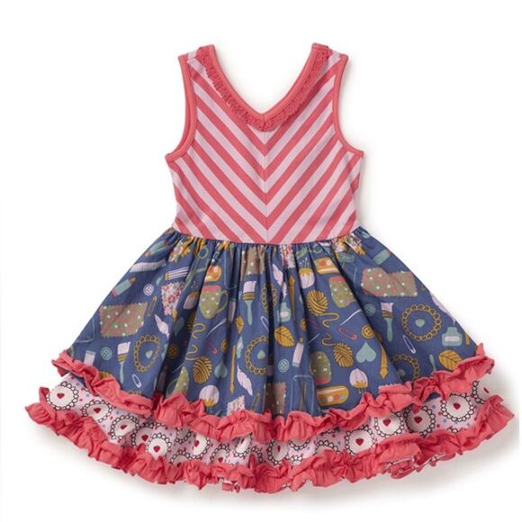 Matilda Jane Girl's Work Of Heart Tiered Ruffle Hem Dress in Multi | Size 4 - Picture 3 of 9